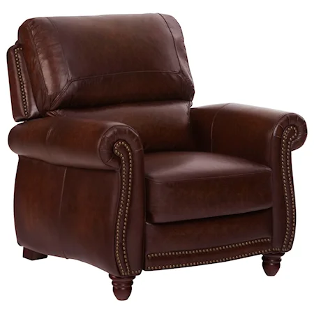 Traditional Leather Pressback Recliner with Turned Wood Feet